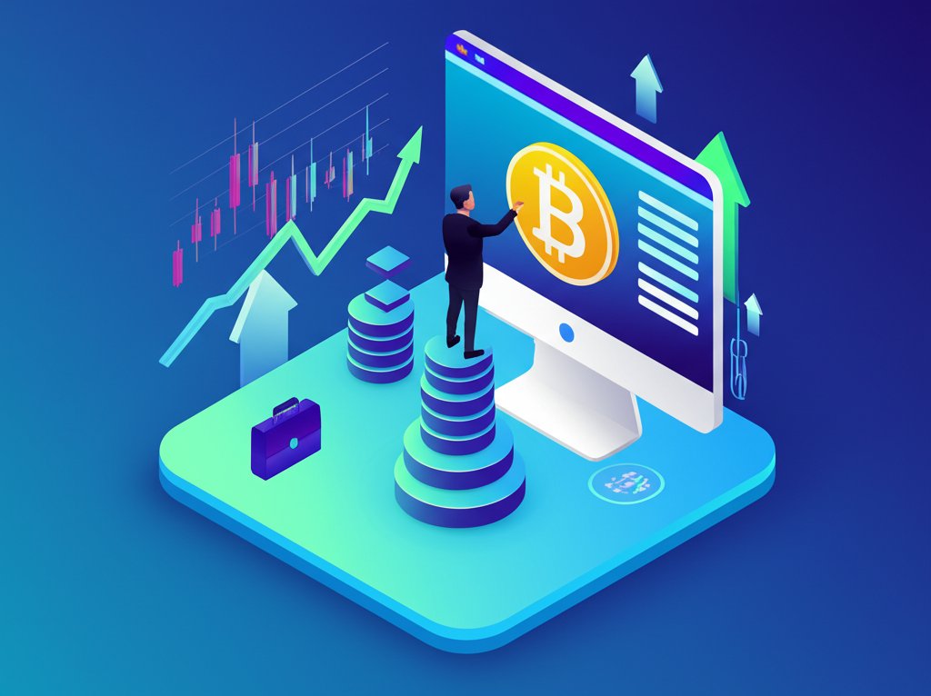 Business professionals analyzing cryptocurrency investments for corporate financial growth.