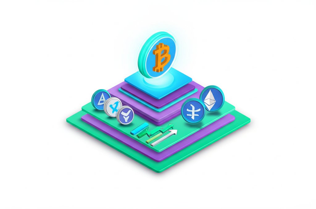 Graph showing a diversified and optimized crypto portfolio for maximum returns.