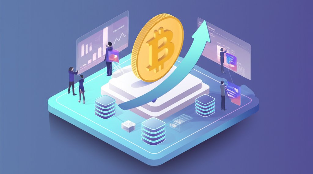 Digital asset ETF stock chart, investing in cryptocurrency and blockchain technology.