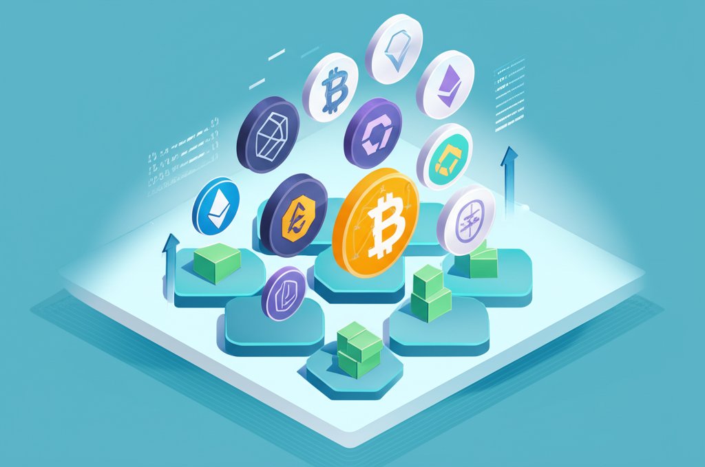 Diverse crypto investments reducing risk, promoting portfolio growth.